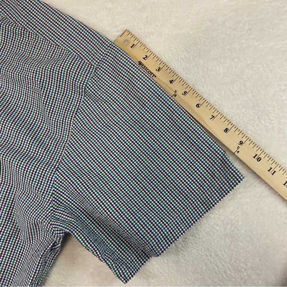 Pendleton Short Sleeve Button Shirt XL Mini Check Red Blue Green Cotton Nylon - Picture 10 of 10